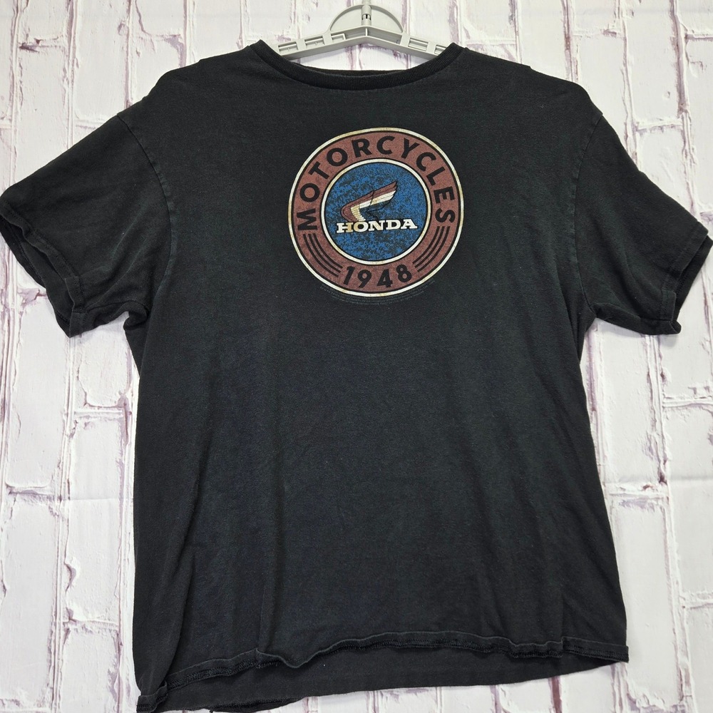 Vintage Y2K Honda Motorcycles T-Shirt Black "1948" Graphic Retro Biker Mens L